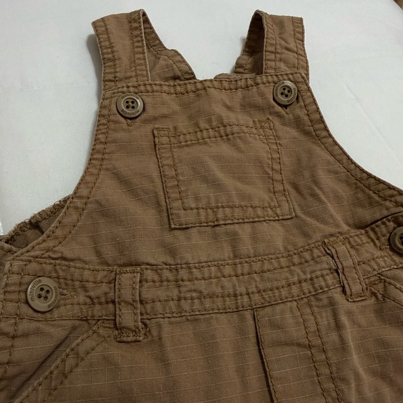 Brown Kids Overalls with Dinosaur Stitching - Picture 2 of 5